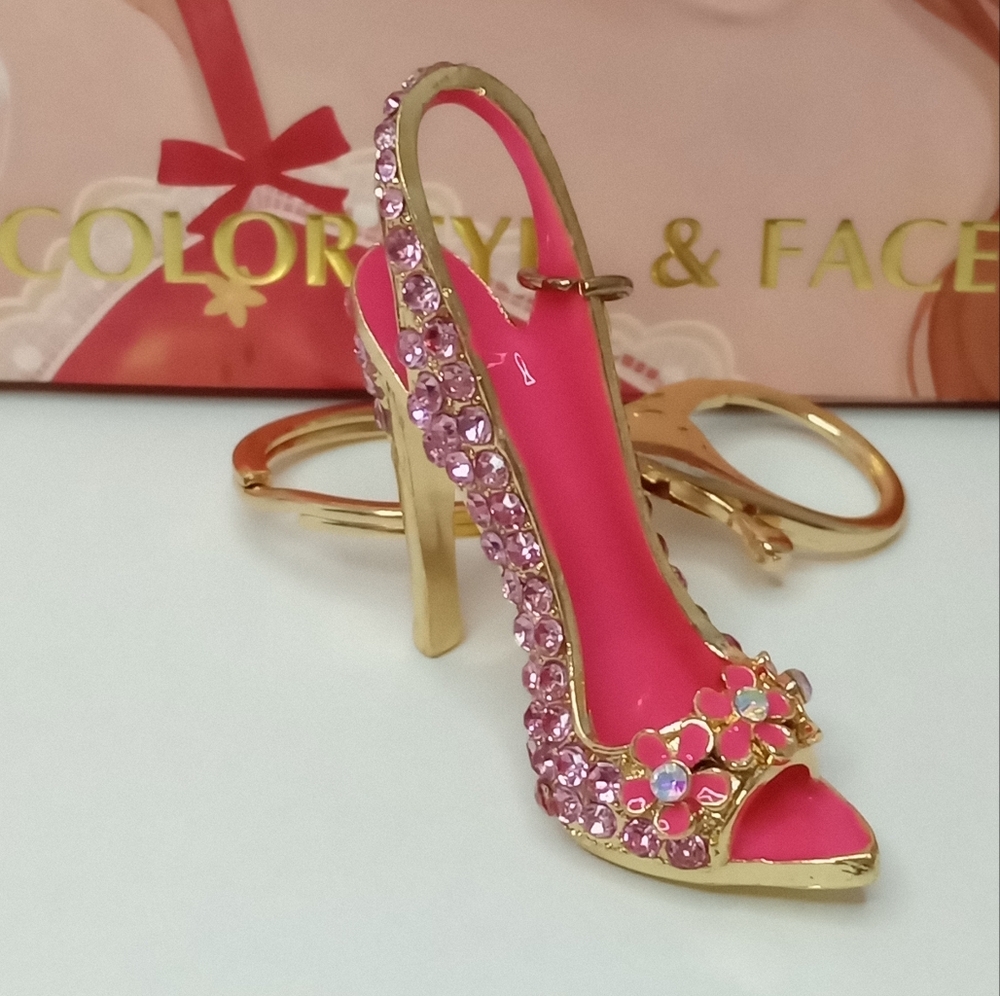 Pink Mini High Heeled Shoe Bag Charm - Picture 2 of 2